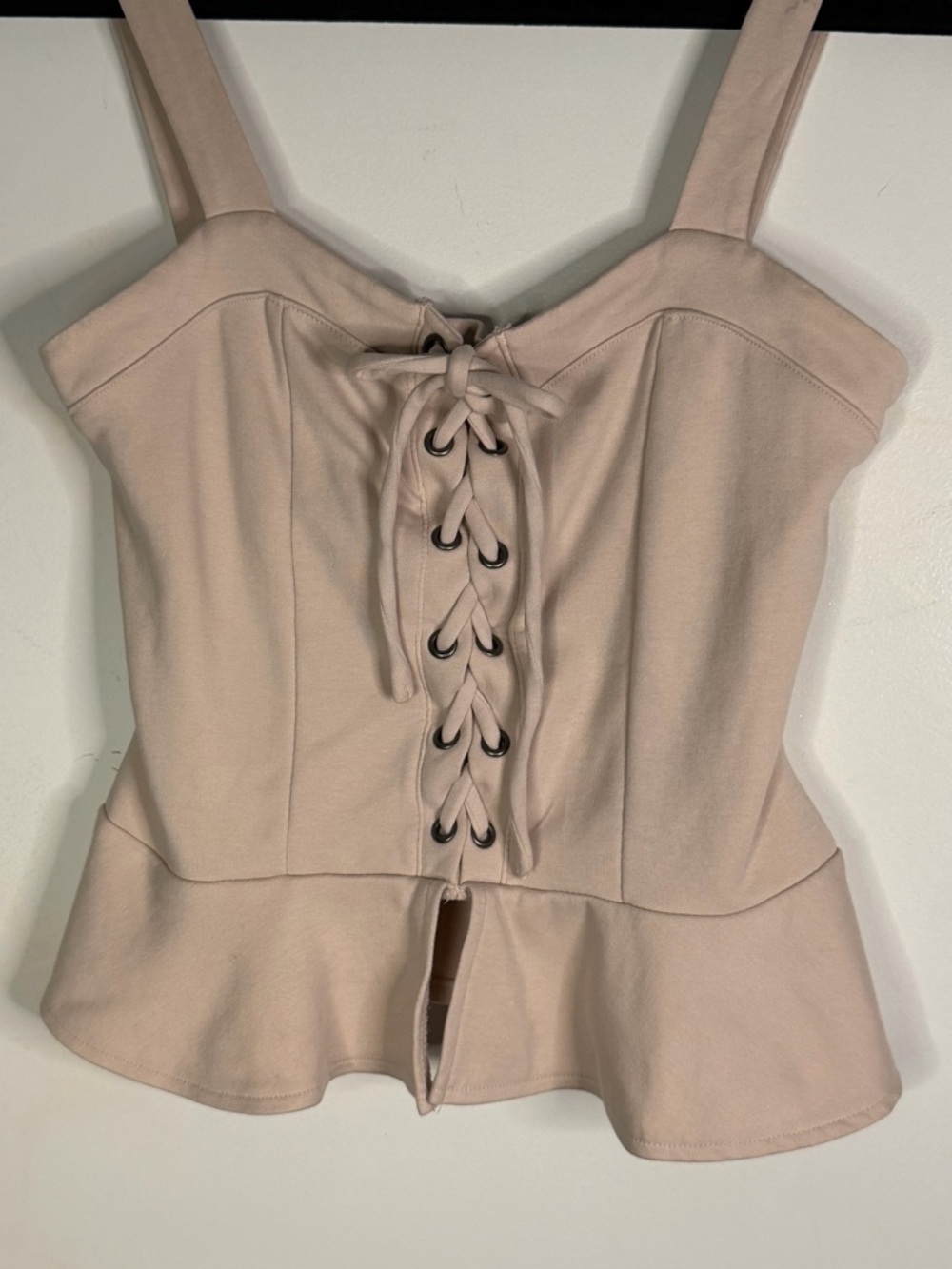 Aeropostale Blush Lace-Up Peplum Corset Tank